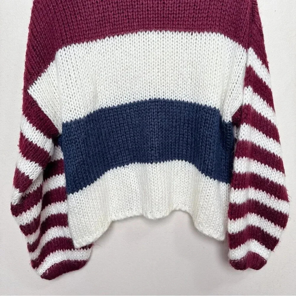 Lovestitch Womens Medium Striped Colorblock Crew Neck Sweater - Picture 15 of 16